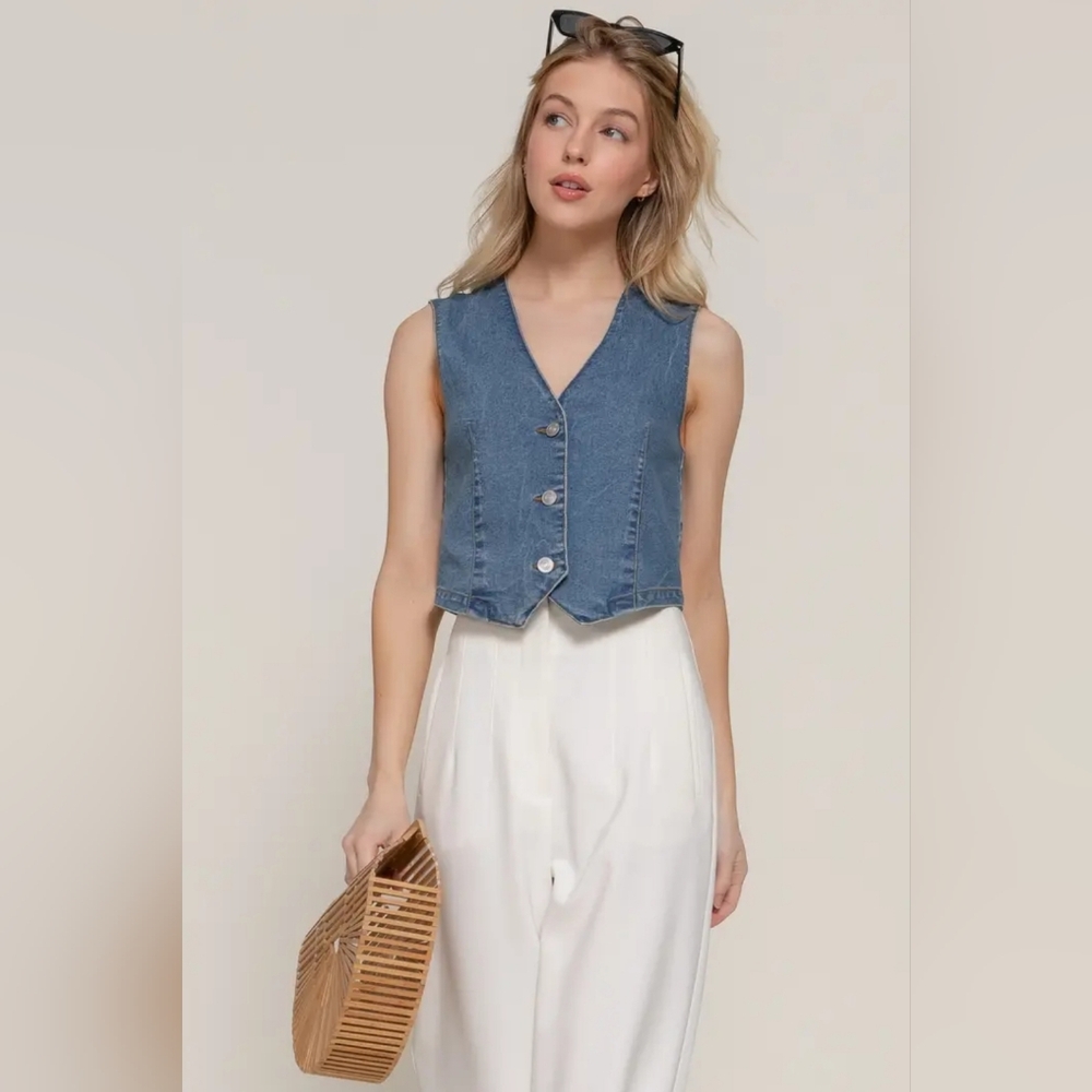Active USA Denim Vest in Blue